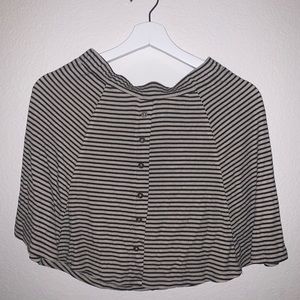 Beige skirt black stripes.